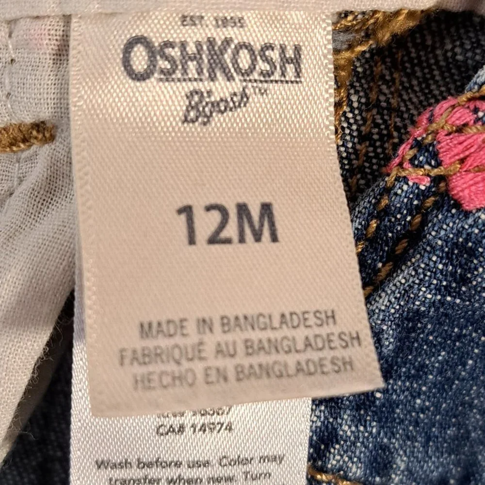 Oshkosh B'Gosh Girl's Embroidered Butterfly Print One Piece Romper 12 Months